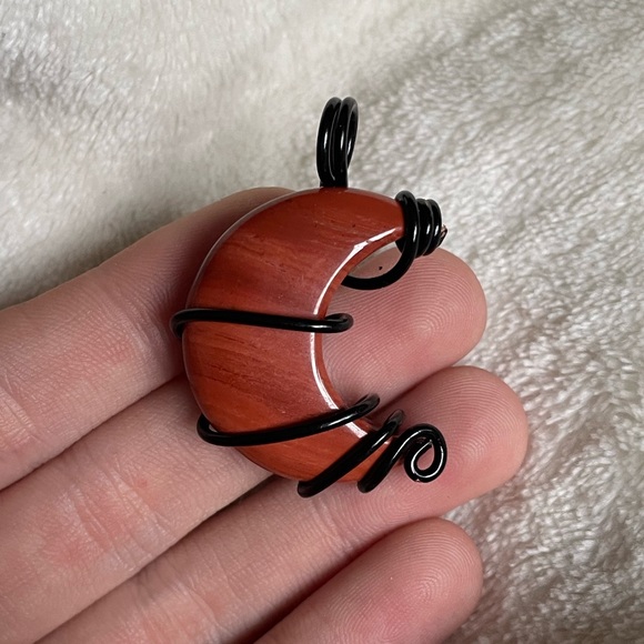 Red jasper moon wire wrap stone hand made - Picture 1 of 2